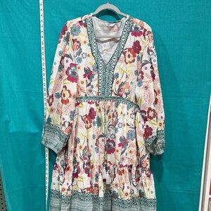 Kaktus Multicolor Floral Long Sleeve Dress
